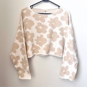 Promesa Flower Box Floral Cropped Knit Sweater Size Small